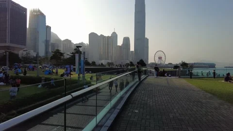 Hyperlapse of Wan Chai to Tamar park Central view at sunny day Video stock 142335913