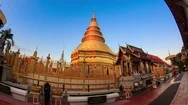 Hyperlapse Wat Phrathat Hariphunchai Landmark Temple Of Lumphun, Thailand (D2N) Stock Footage