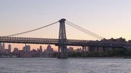 Hyperlapse: Williamsburg Bridge And Residential Area In Manhattan, Nyc At Sunset Stock Footage