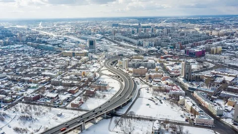 Hyperlapse Winteer day town Video stock 114415728