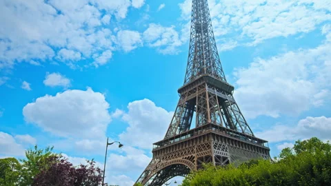 Hyperlapse of the wrought-iron lattice Tower in Paris. Stock Footage 245460848