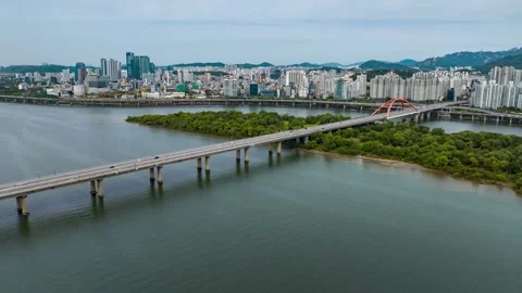 Hyperlapse_Architectural city view video using drones_downtown Yeouido, Seoul Video stock 263687944