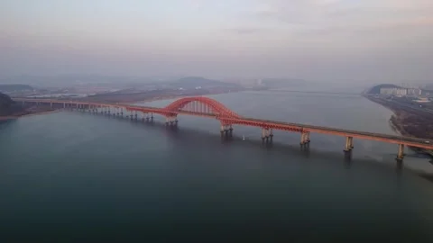 Hyperlapse_Around the Han River Seoul Drone Aerial Footage filming Video stock 259855820