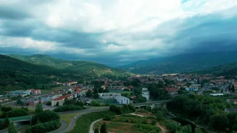 HyperlapseAerial drone flight approach Arno river Capolona Tuscany Italy  Stock-Footage 194029562