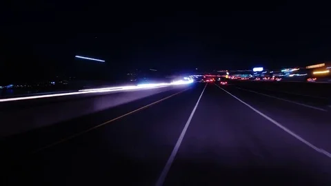 Hyperlapsed view from a car at night. POV. Oakland Bridge. San Francisco. 動画素材 83177454