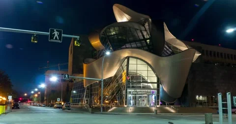 Hyperlaspe of Art Gallery in Edmonton, Alberta Stock Footage 55076623