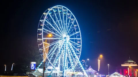 Hyperlaspe Big Wheel Night Tours City France Vídeos de archivo 95125072