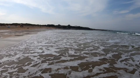 Hyperlaspse of Beach and Surf in Cornwall UK Stock Footage 107644128