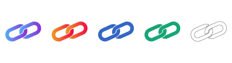 Hyperlink Chain Connection Icon Set Stock Illustration