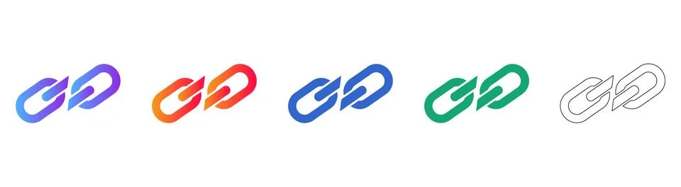 Hyperlink Chain Connection Icon Set Stock Illustration