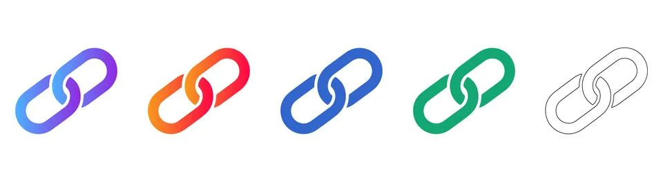 Hyperlink Chain Connection Icon Set Stock Illustration