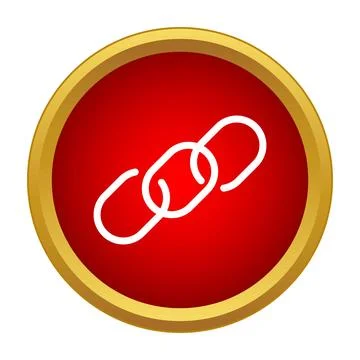 Hyperlink chain icon on red web button Stock Illustration