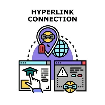 Hyperlink connection linking information and global network イラスト素材