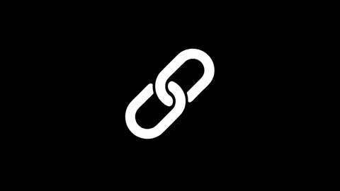 Hyperlink icon forming and disintegrating animation on black background Stock Footage 320800774
