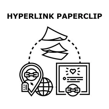 Hyperlink paperclip connecting digital documents and online information Stock Illustration