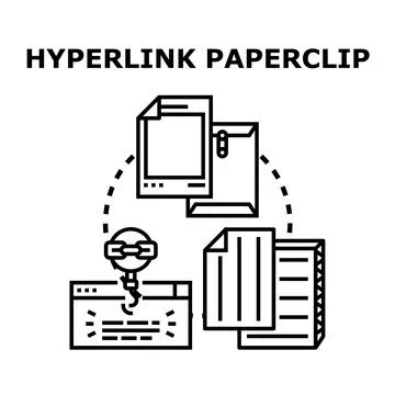 Hyperlink paperclip connecting documents and data management Stock Illustration