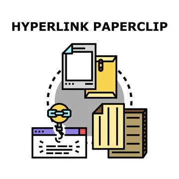 Hyperlink paperclip connecting documents and data management Stock Illustration