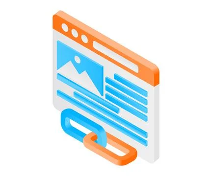Hyperlink website page of isometric style Stock Illustration