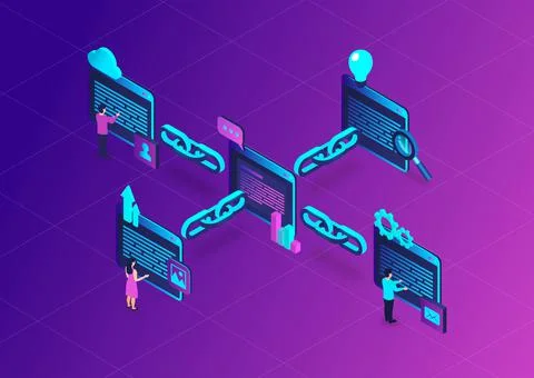 Hyperlinks Between Websites - Outbound Links - SEO - Page Rank Illustrazione stock