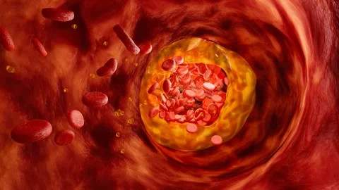 Hyperlipidemia or arteriosclerosis. Blocked artery concept and human blood vesse Stock Footage 258092242