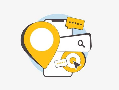 Hyperlocal SEO optimizing local search visibility with location-based marketing Stock Illustration