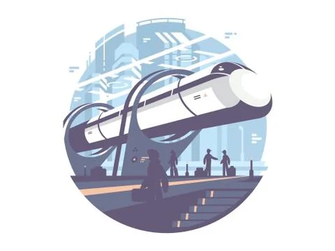 Hyperloop express transport train Stock Illustration