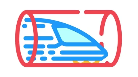Hyperloop railway color icon animation Stock Footage 166833278