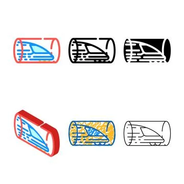 Hyperloop railway color icon vector styles 스톡 일러스트