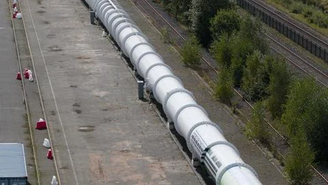 Hyperloop test facility in Veendam, The Netherlands. Future of transportation. 스톡 사진