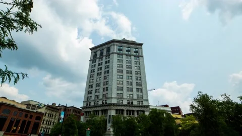 A hyperlpase of a downtown building Stock Footage 137655878