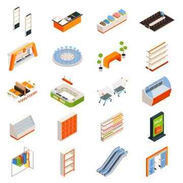 Hypermarket Furniture Objects Set Illustration