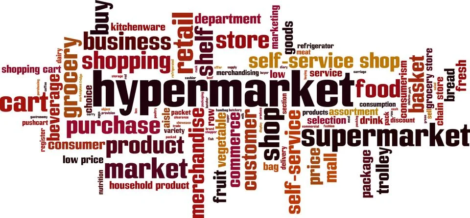 Hypermarket word cloud Stock Illustration