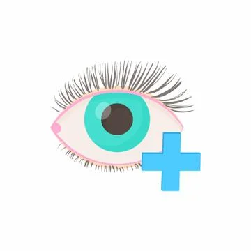 Hyperopia eyesight disorder icon, cartoon style Stock Illustration