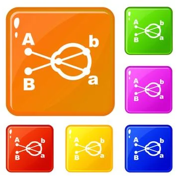 Hyperopia icons set vector color Stock Illustration