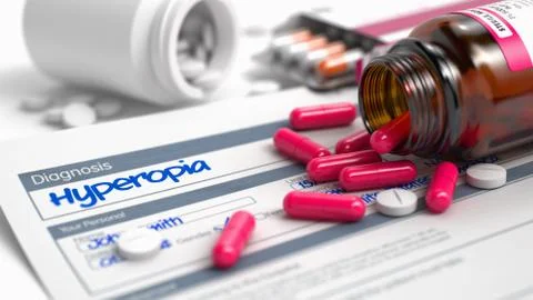 Hyperopia - Text in Disease Extract. 3D Stock Illustration