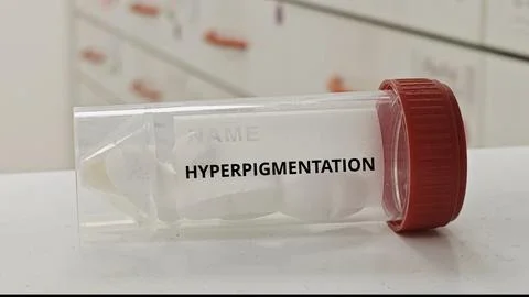 HYPERPIGMENTATION treatment tablets for reduce excess skin pigmentation and Stock Photos