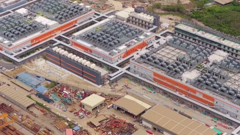 Hyperscale ai data center under construction aerial view Vídeos de archivo 346339783