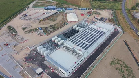 Hyperscale Cloud Data Center Campus Construction in Siziano, Italy Stock Footage 342128618