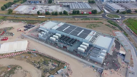 Hyperscale Cloud Data Center Construction in Northern Italy Stock Footage 342128495