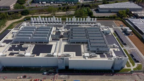 Hyperscale cloud infrastructure aerial view Stock Footage 343892789