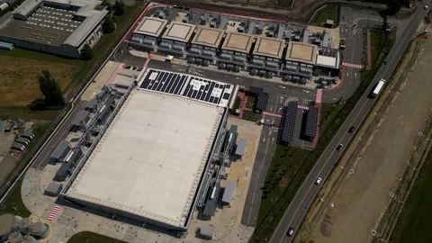 Hyperscale data center campus near Milan, Italy. Modern cloud computing Stock Footage 335140118