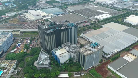 Hyperscale data center in Jakarta supporting cloud, AI, and big data Stock Footage 327852572