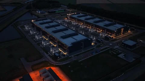 Hyperscale data center processing information for artificial intelligence Stock Footage 341073956
