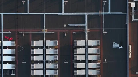 Hyperscale data center rooftop infrastructure for cloud computing Stock Footage 348335310