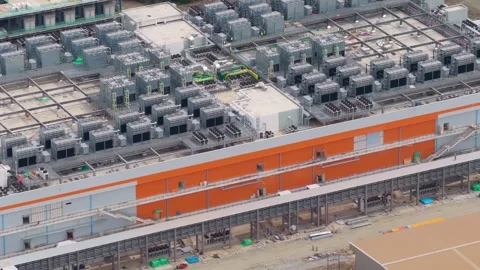 Hyperscale data center under construction for ai cloud services Stock Footage 346339761