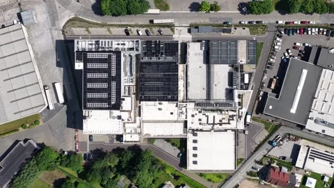Hyperscale datacenter rooftop aerial view for cloud computing Stock Footage 335992671