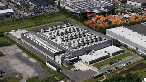 Hyperscale datacenter storing big data in a cloud computing facility Stock Footage 346536240