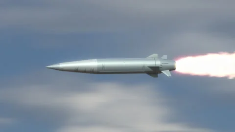 Hypersonic Missile flying in the clouds. Stock Footage 203972115