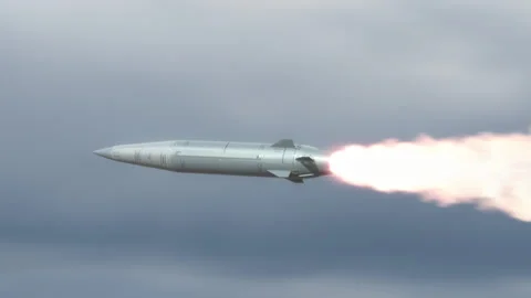 Hypersonic Missile flying in the clouds. 動画素材 203982581