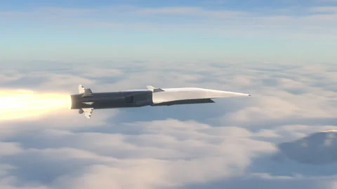 Hypersonic Missile flying in the sky. Stock Footage 220465749